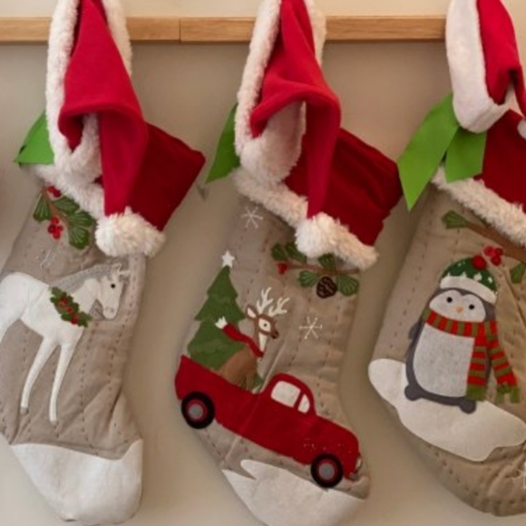 Pottery Barn Woodland Stocking Truck with Reindeer - Beckett - red & tan - Picture 13 of 14